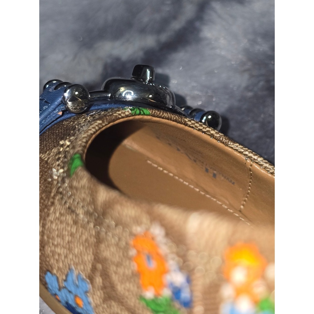 NWB Coach Leila Signature C Posey Cls Flats Khaki Blue Marina Floral Size 6.5 - Picture 6 of 8